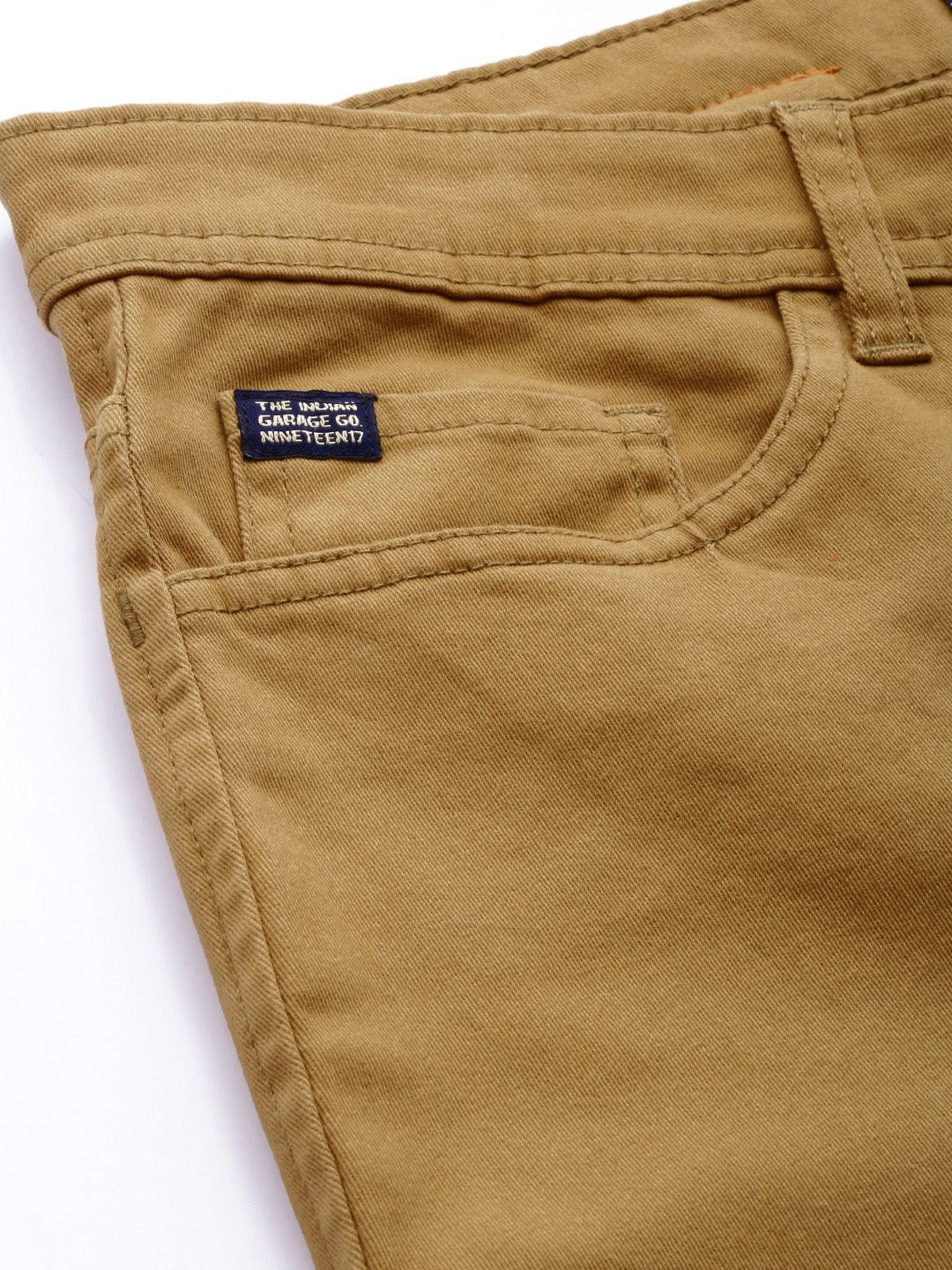 The Indian Garage Co Men Khaki Slim Fit Chinos Trousers