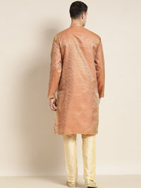 SOJANYA Woven Design Mandarin Collar Silk Cotton Kurta