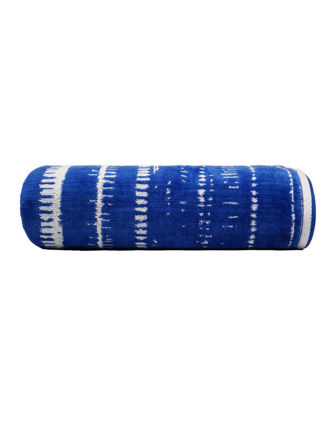 MYTRIDENT Blue & White Striped Printed Cotton 500 GSM Bath Towel