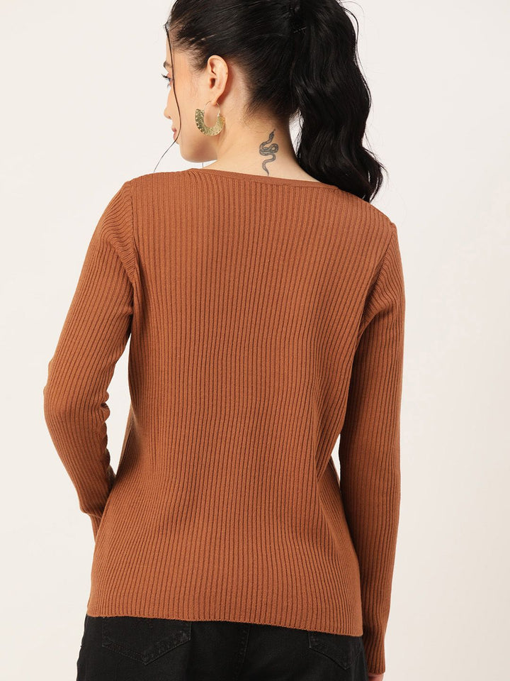 DressBerry Women V-Neck Ribbed Pullover