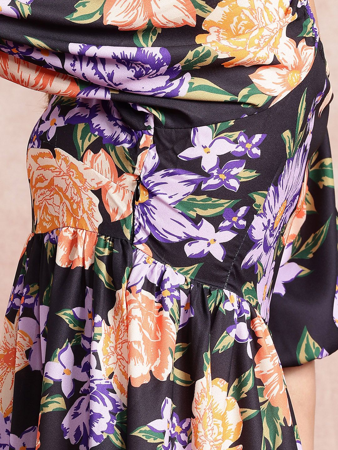 all about you Floral Print Puff Sleeves A-Line Dress