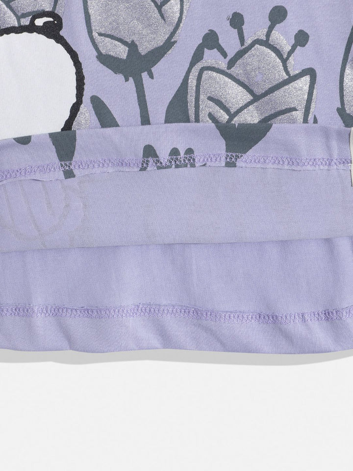 Happy Faces Girls Pure Cotton Snoopy Printed T-shirt with Joggers