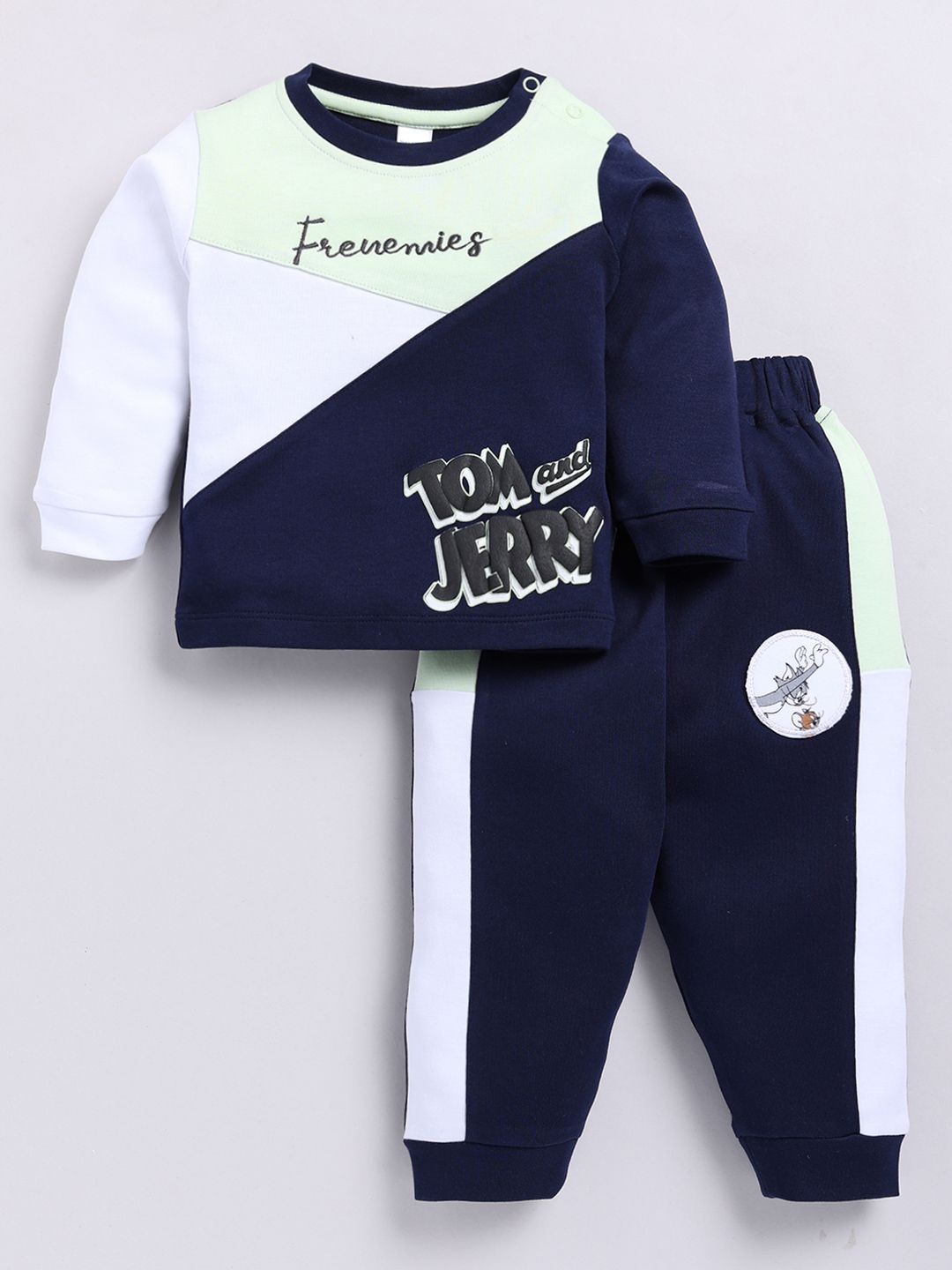 Moms Love Infant Boys Pure Cotton Tom & Jerry Printed T-shirt With Joggers