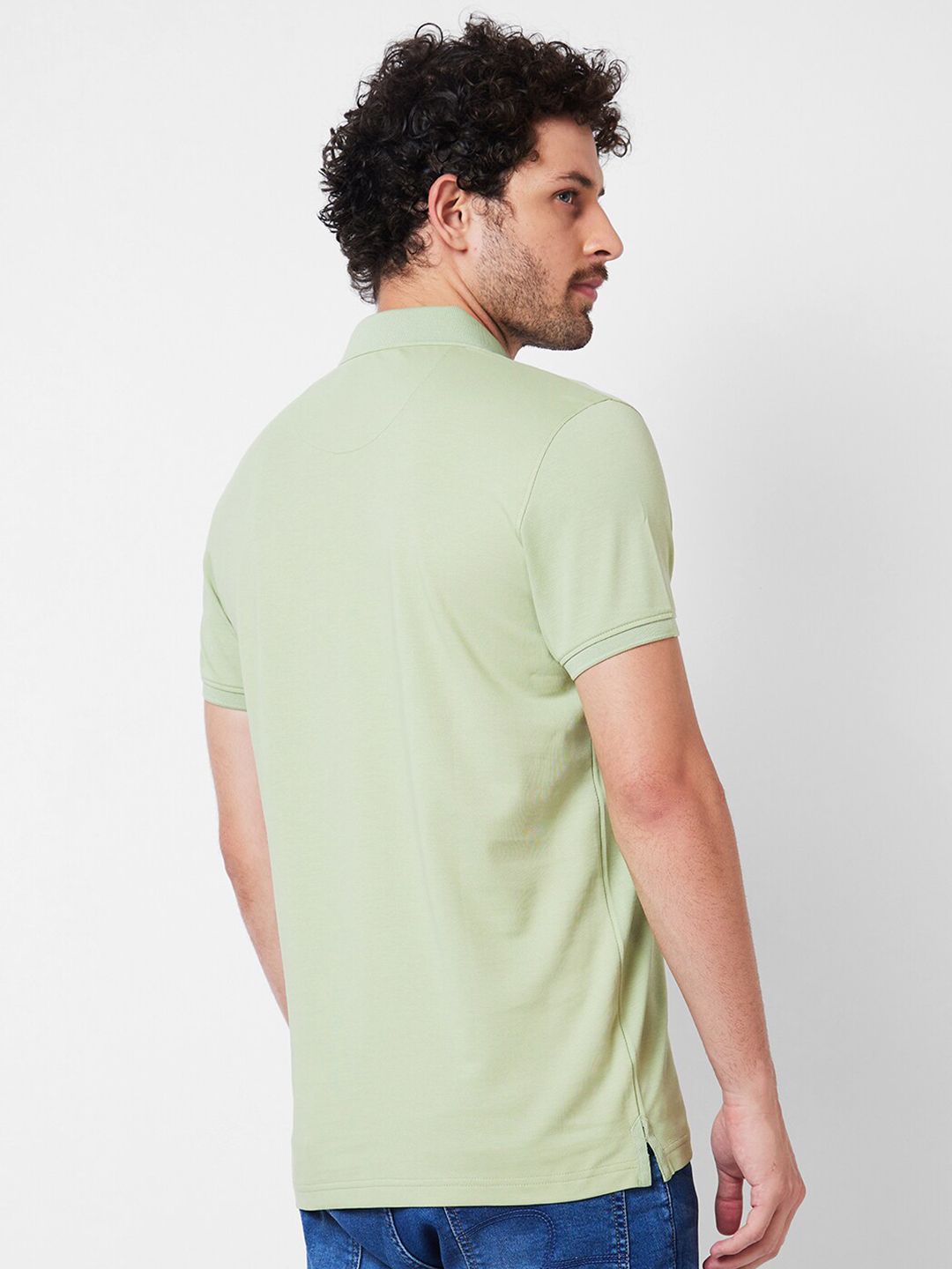SPYKAR Polo Collar Applique Cotton Slim Fit T-shirt