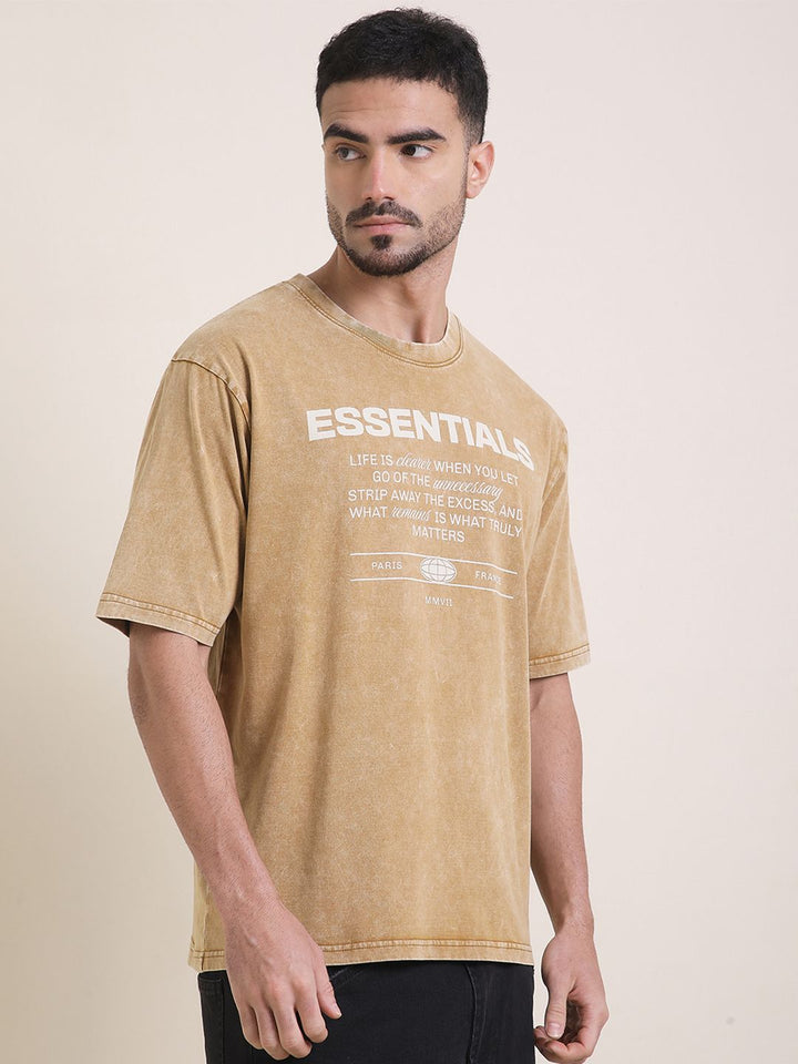 DILLINGER Men Oversized Short Sleeve Acid Washed Printed Tshirt