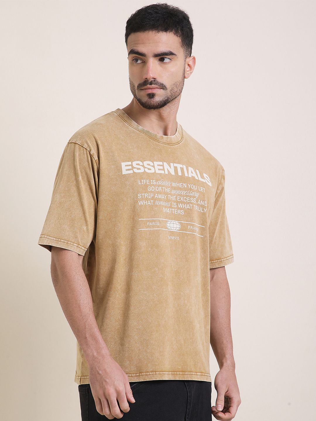 DILLINGER Men Oversized Short Sleeve Acid Washed Printed Tshirt