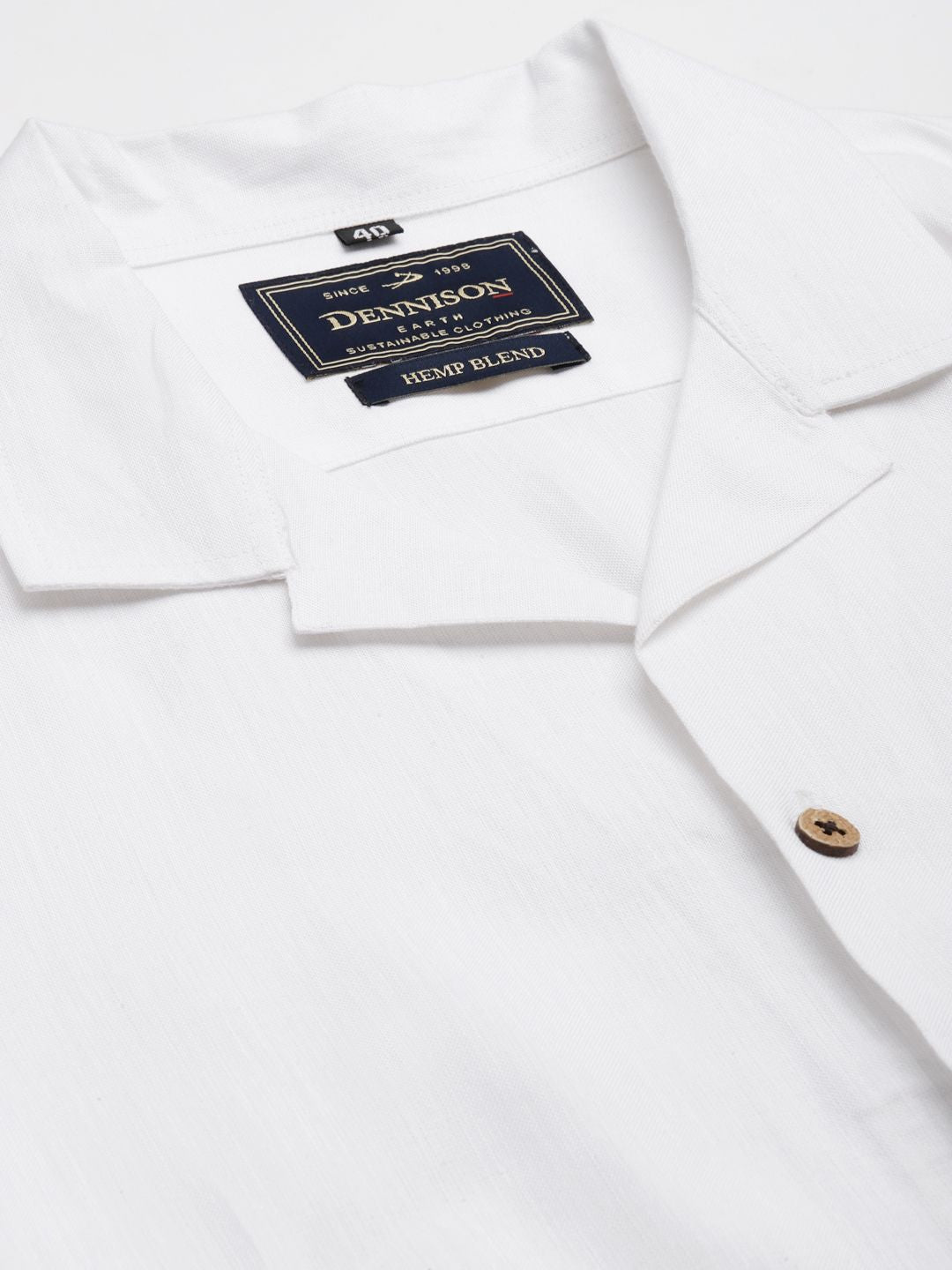 DENNISON Men White Hemp Tencil Slim Fit Casual Shirt