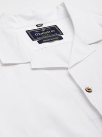 DENNISON Men White Hemp Tencil Slim Fit Casual Shirt