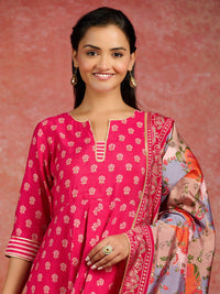 Libas Ethnic Motifs Printed Gotta Patti Pleated Anarkali Kurta & Trousers With Dupatta