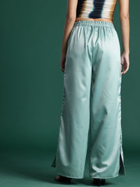DressBerry Women Satin Trousers with Slit-Detail