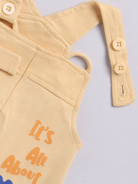 Moms Love Infants Boys Pure Cotton Applique Detail Dungaree With Striped T-Shirt