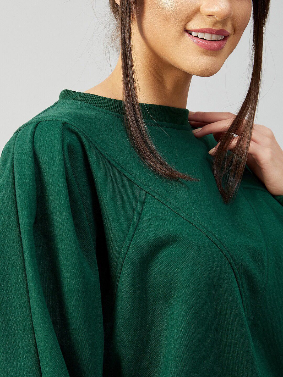 Athena Women Green Fleece Sweatshirt