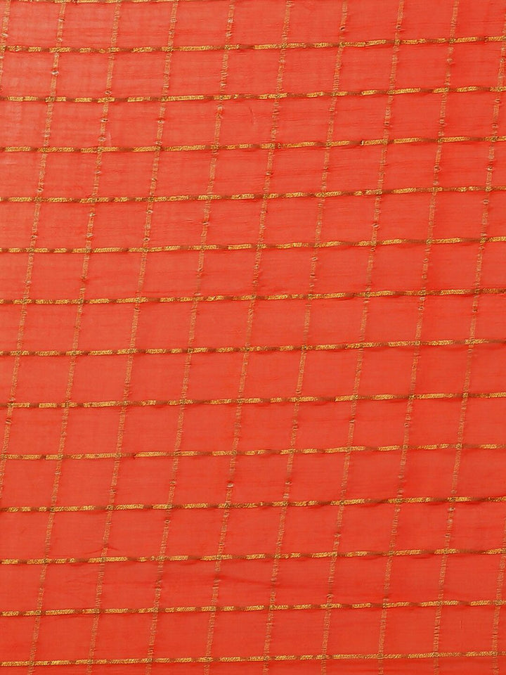 Saree mall Orange & Gold-Toned Woven Design Zari Sarees