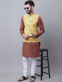 SOJANYA Men Ethnic Motifs Printed Regular Kurta With Pyjamas & Nehru Jacket
