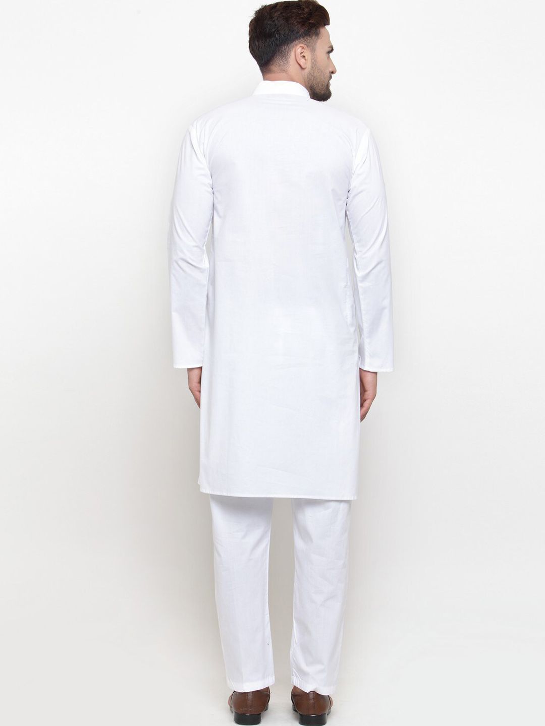 Jompers Band Collar Pure Cotton Kurta with Pyjamas