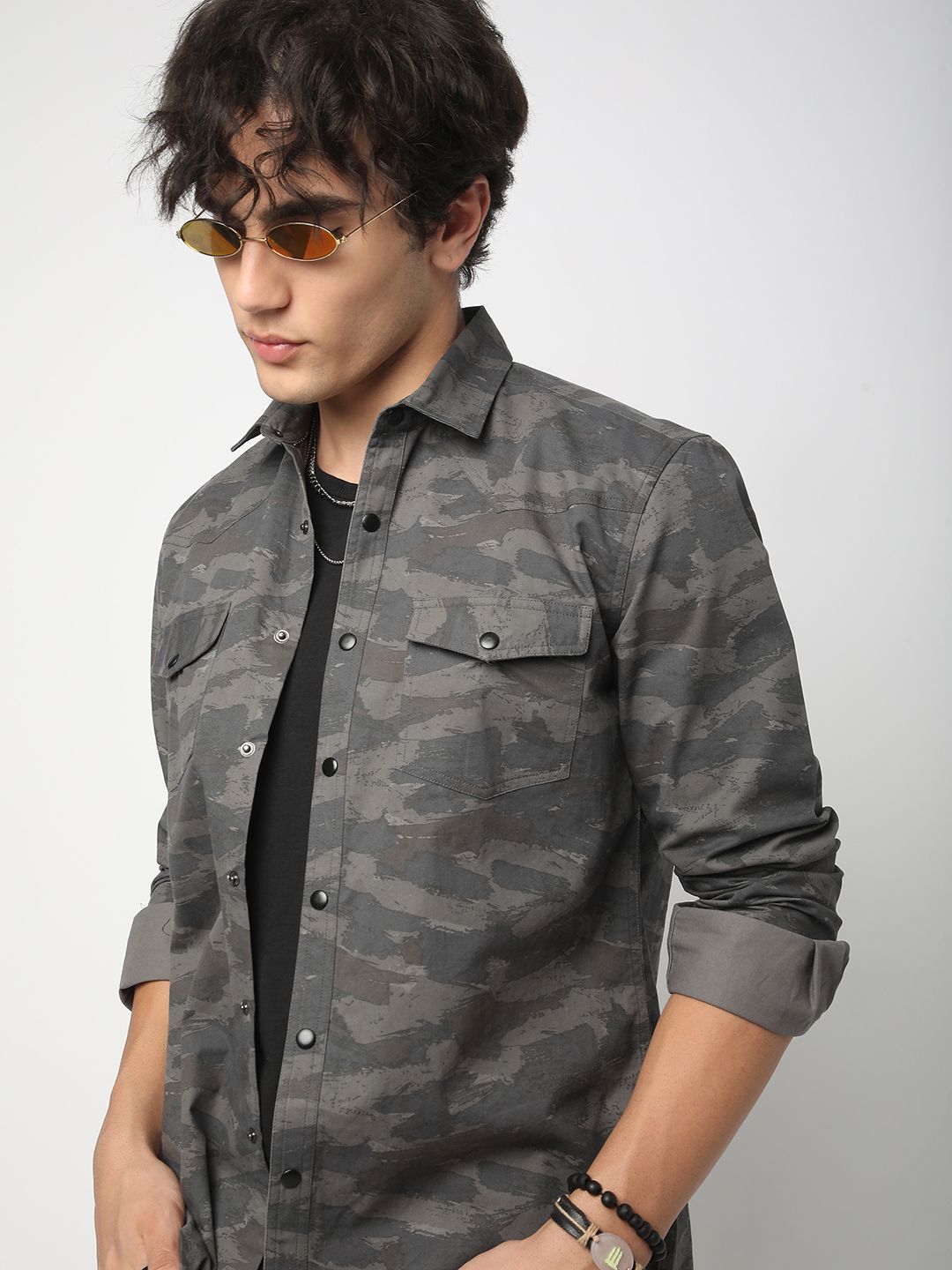 VASTRADO Men Classic Fit Spread Collar Camouflage Printed Cotton Slim Fit Casual Shirt