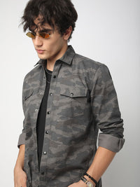 VASTRADO Men Classic Fit Spread Collar Camouflage Printed Cotton Slim Fit Casual Shirt