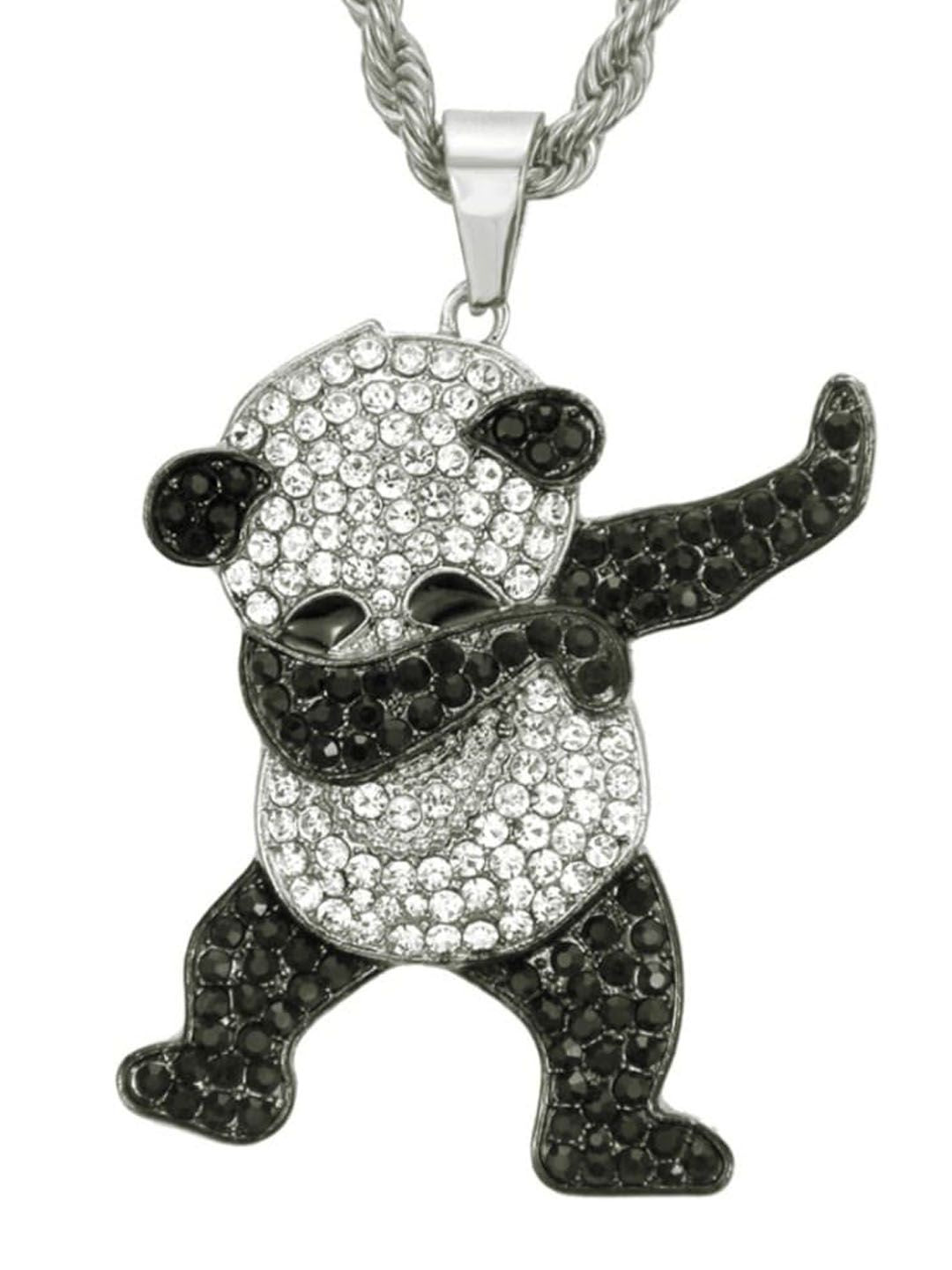 Lelaki asin dab panda rantai keluli tahan karat dengan loket