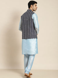 SOJANYA Kurta Sulam Biru Lelaki dengan Churidar