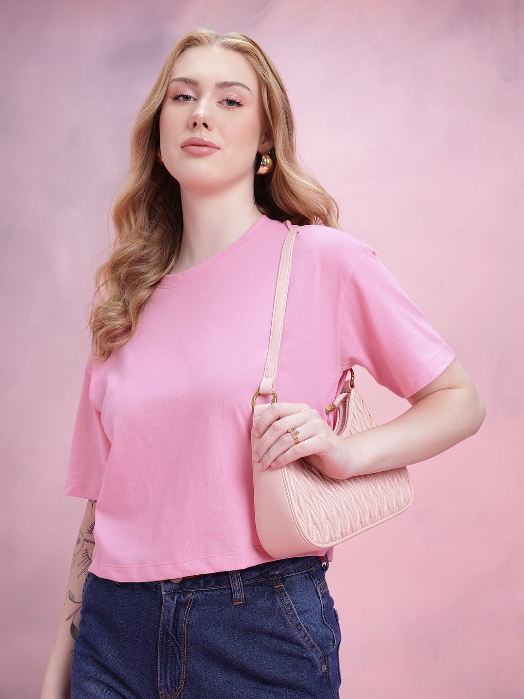 DressBerry Drop-Shoulder Sleeves Relaxed T-shirt