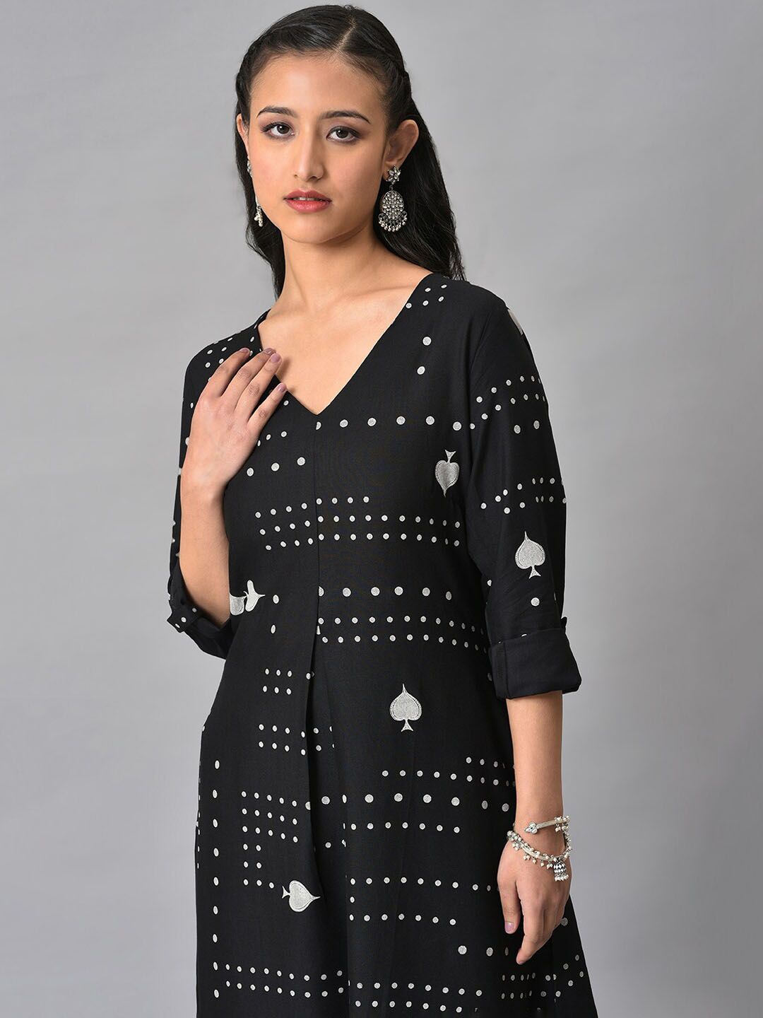 W Women Geometric Printed Anarkali Kurta