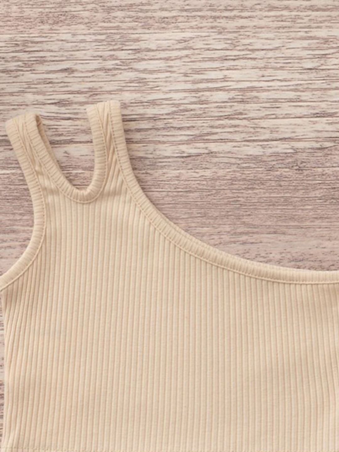 YK Girls Solid One Shoulder Sleeveless Crop Top