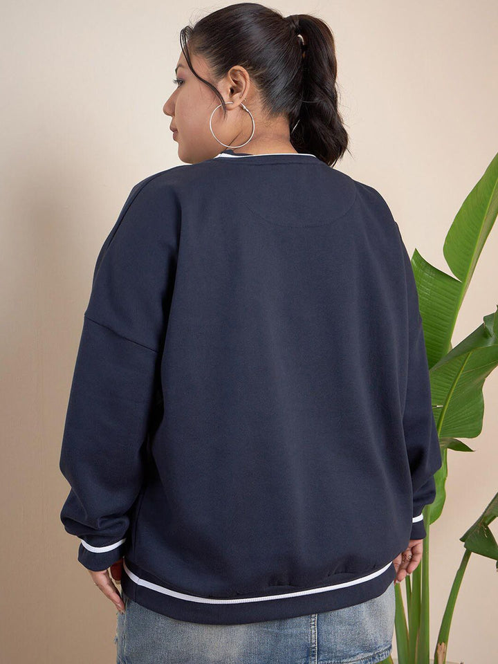CURVY STREET Plus Size Typography Printed Pure Cotton Sweatshirt
