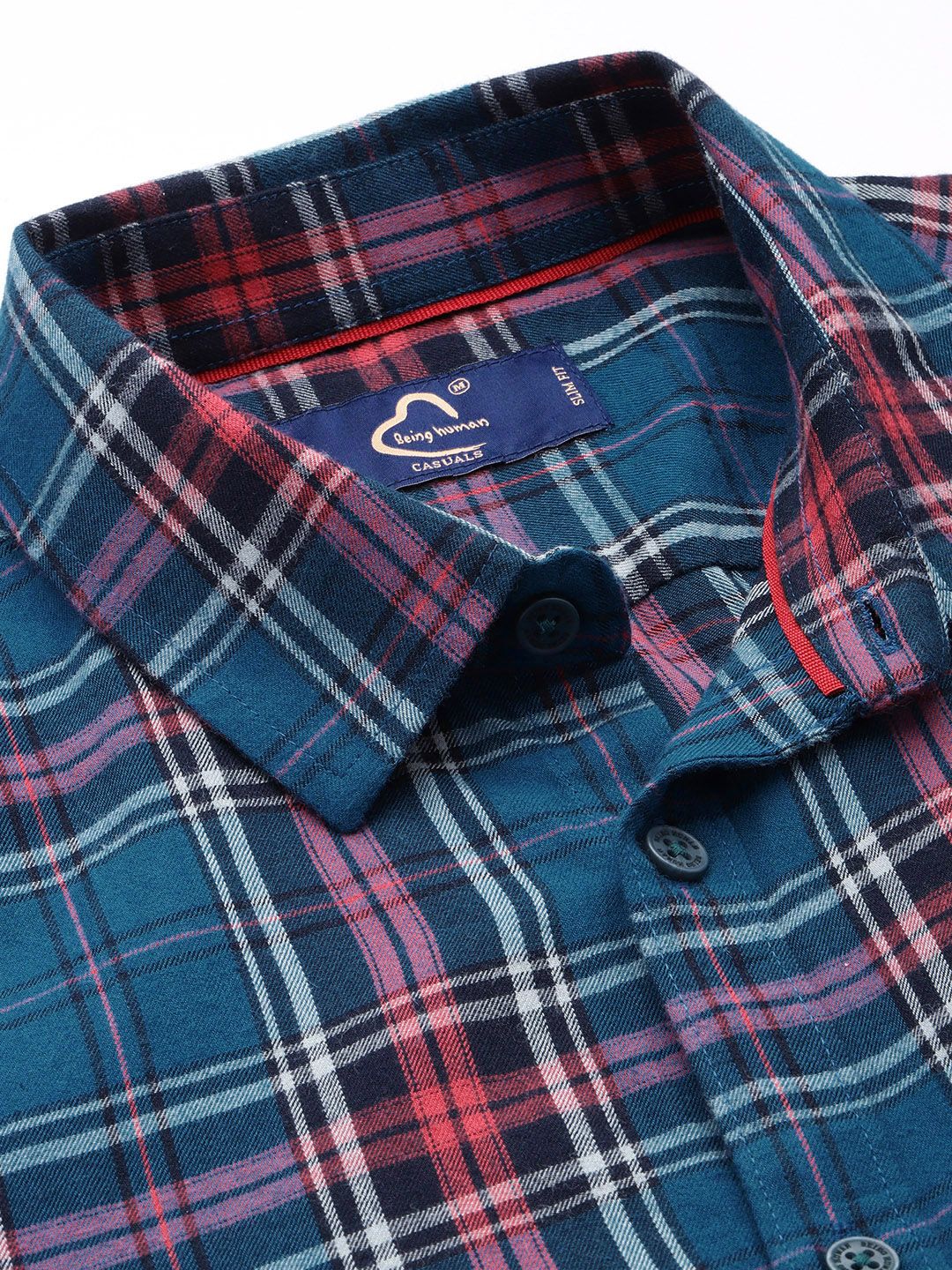 Being Human Pure Cotton Slim Fit Checked Casual Shirt