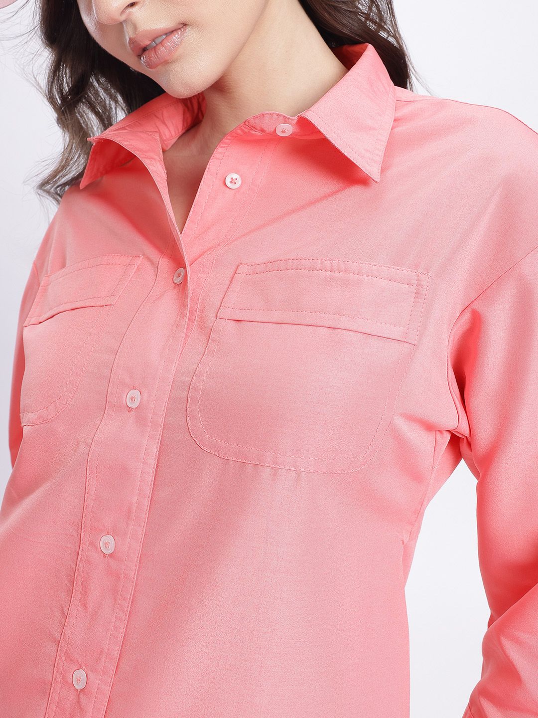 DressBerry Pastel Dreams Front Pockets Mini Shirt Dress