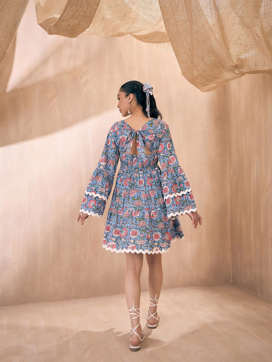 Pink Paprika by SASSAFRAS Round Neck Floral Print Fit and Flare Dress