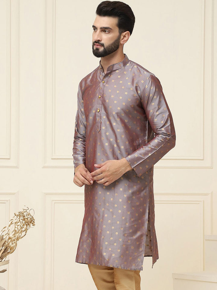 SOJANYA Kurta Kolar Mandarin Rekaan Tenun Geometrik