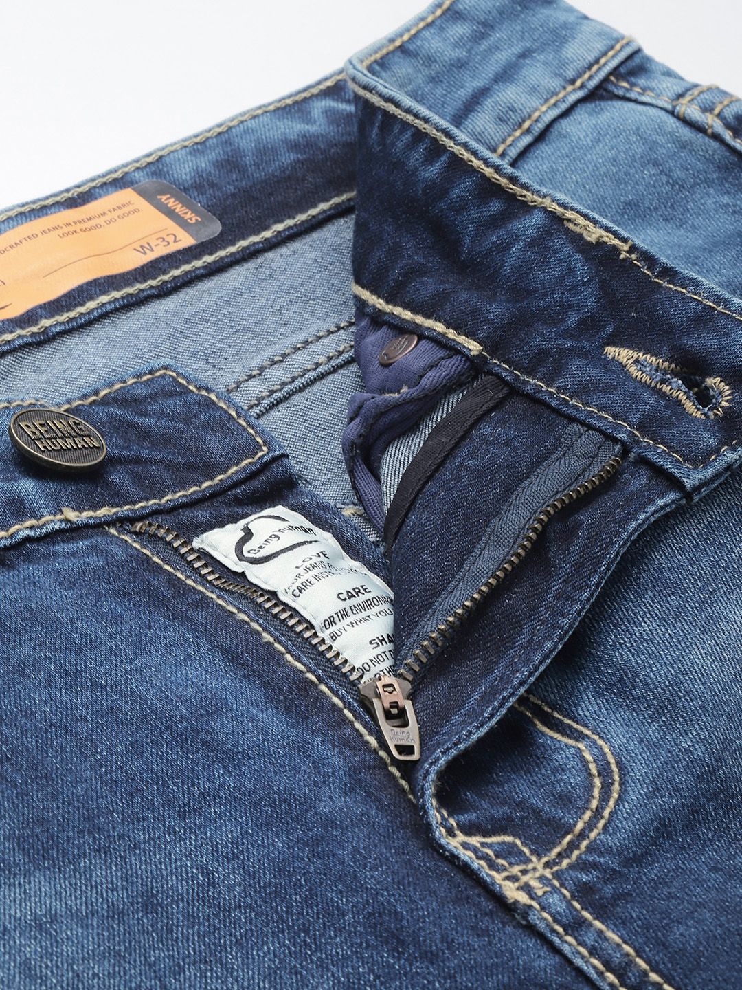 Being Human Men Skinny Fit Heavy Fade Stretchable Jeans