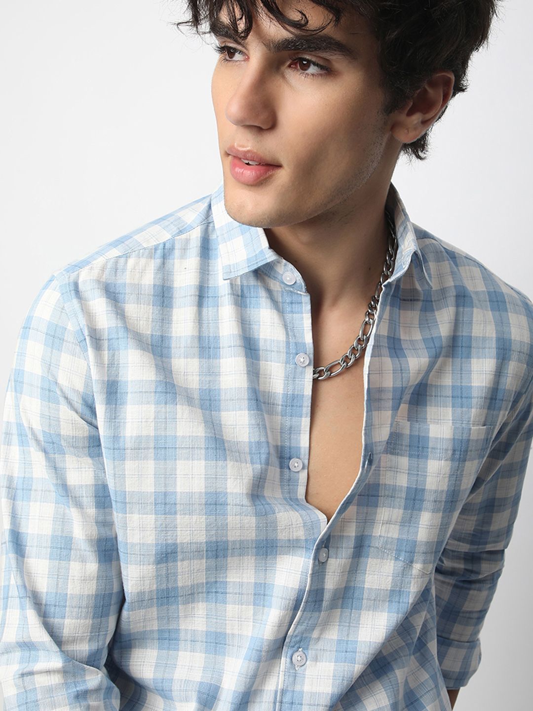 VASTRADO Men Classic Slim Fit Opaque Checked Casual Shirt