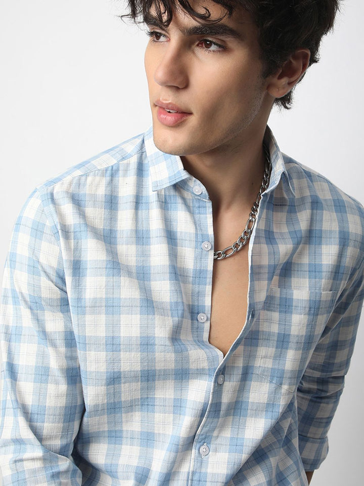 VASTRADO Men Classic Slim Fit Opaque Checked Casual Shirt