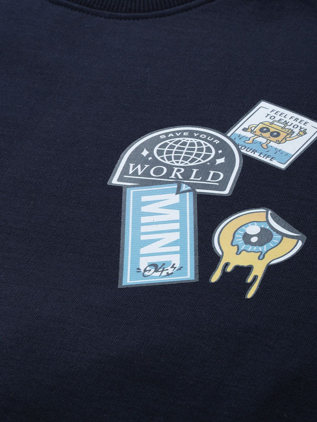 The Indian Garage Co Men Navy Blue Colourblocked Sweatshirt