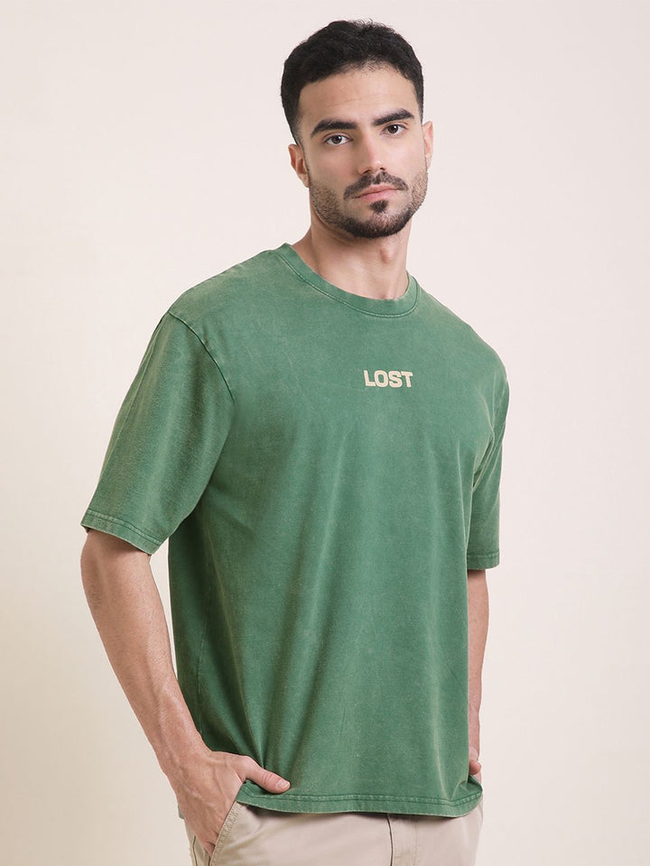Difference Of Opinion Men Oversized Acid Wash Printed Tshirt