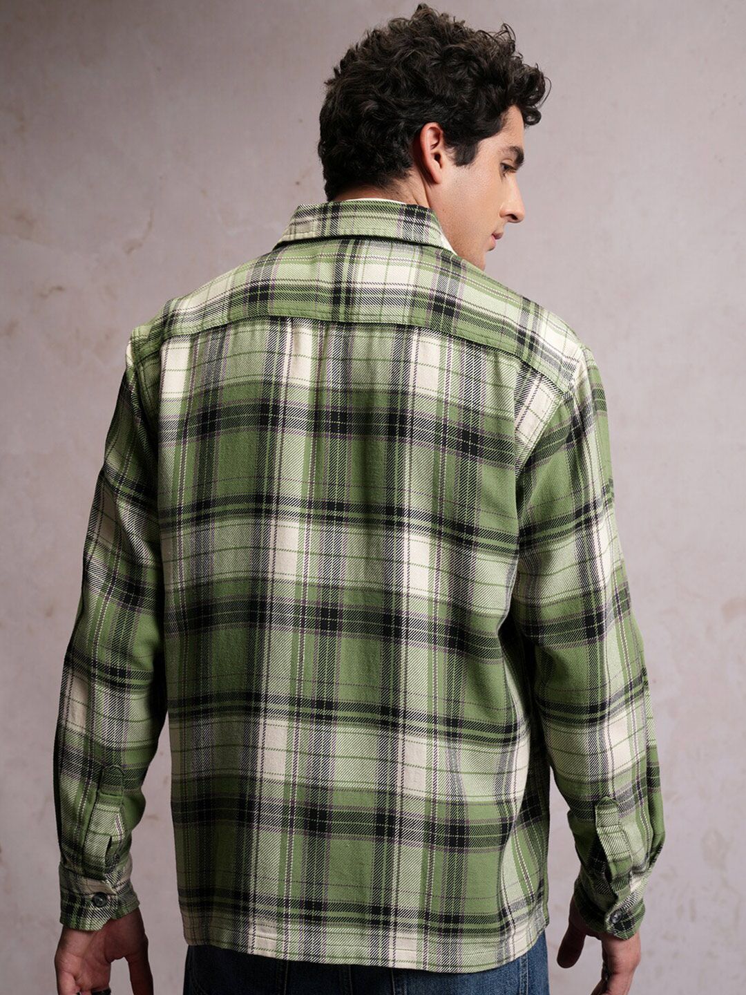 LOCOMOTIVE Textured Checked Utility Pocket Overshirt