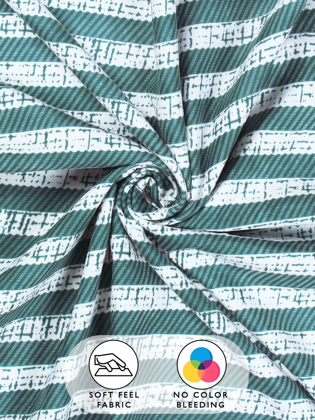 Story@home Arena Green & White Striped Microfiber 180 TC Queen Bedsheet & 2 Pillow Covers