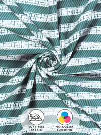 Story@home Arena Green & White Striped Microfiber 180 TC Queen Bedsheet & 2 Pillow Covers