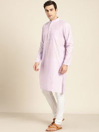 SOJANYA Men Lavender & White Striped Straight Kurta