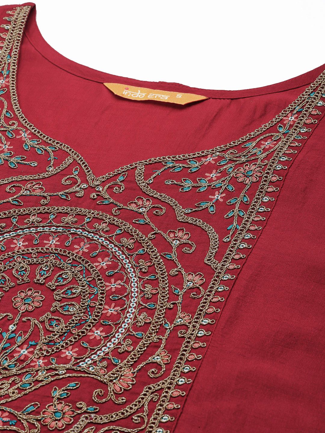 Indo Era Women Floral Yoke Design Regular Kurta with Trousers & With Dupatta