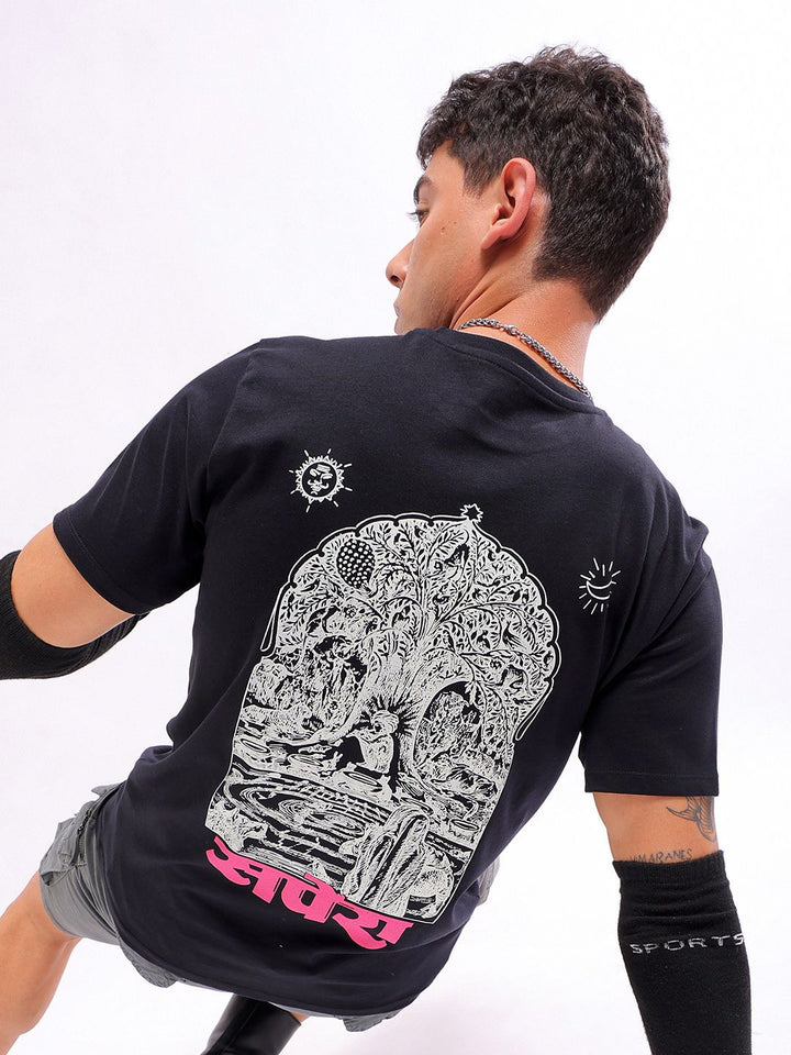 The Indian Garage Co Men Graphic Printed Round Neck Slim Fit T-shirt