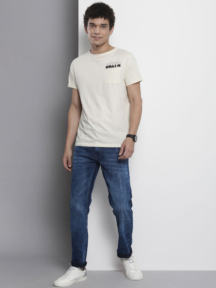 The Indian Garage Co Men Slim Straight Fit Light Fade Stretchable Jeans