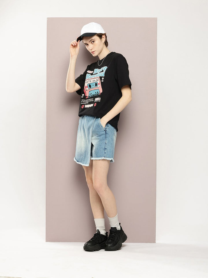 DILLINGER Graphic Printed Drop-Shoulder Sleeves Oversized Pure Cotton T-shirt