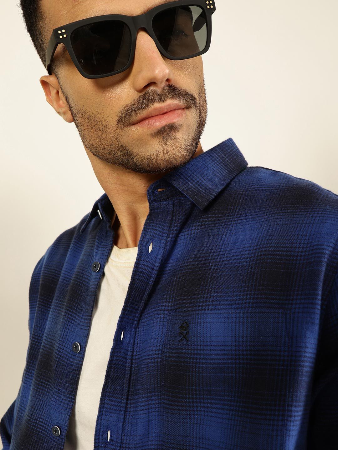 Thomas Scott Men Smart Opaque Flannel Checks Casual Shirt