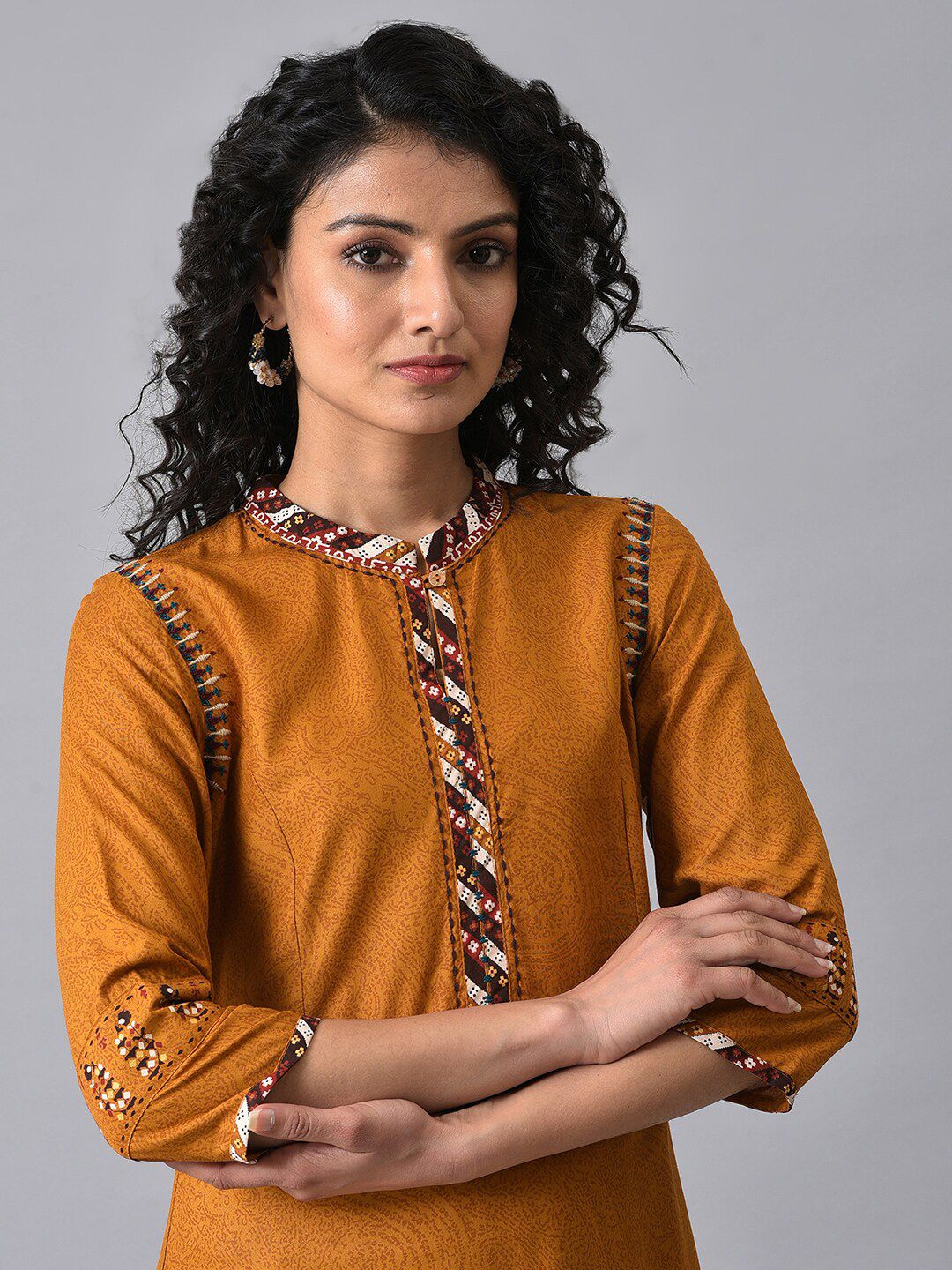W Ethnic Motifs Printed A-Line Midi Ethnic Dress