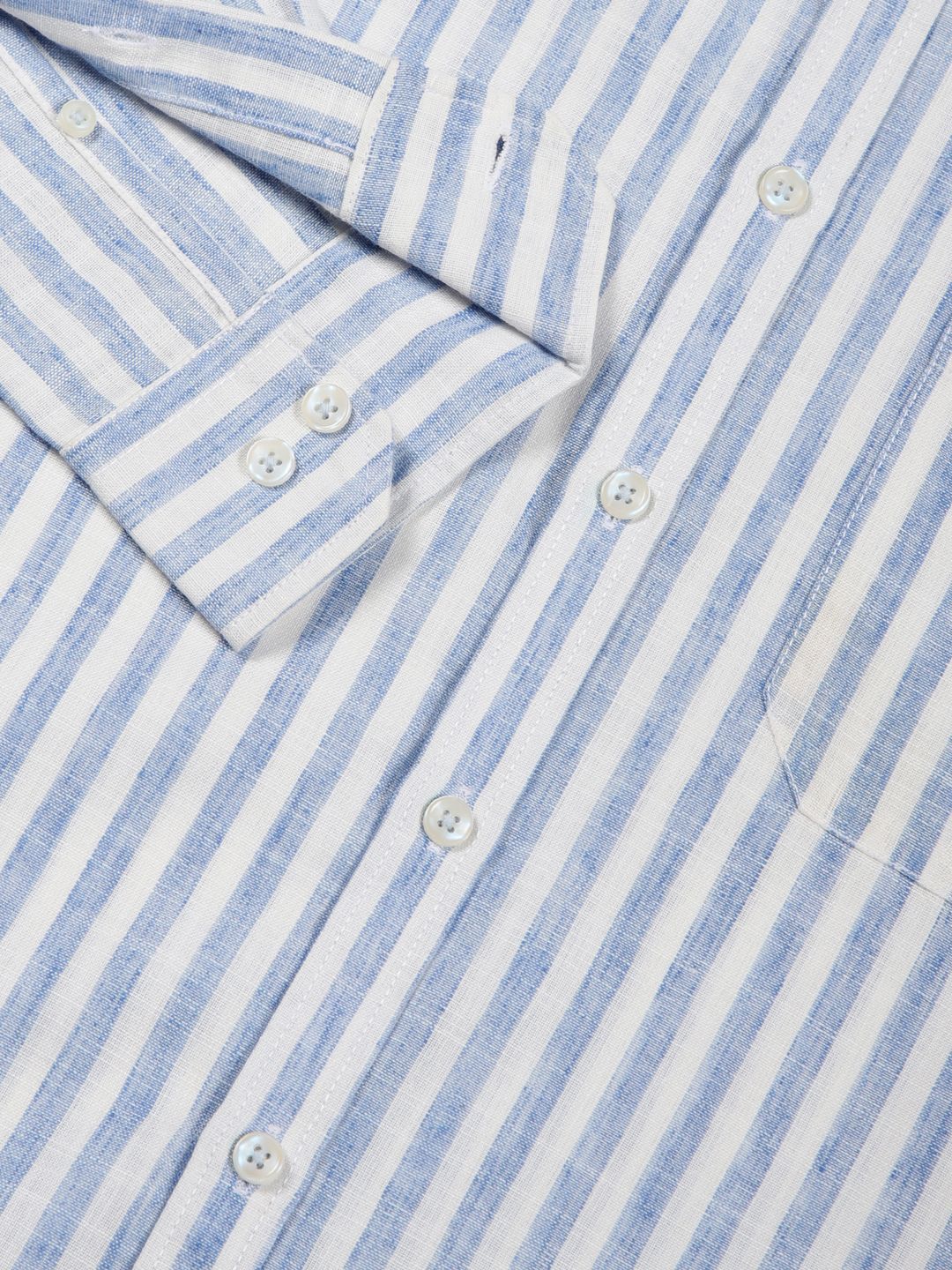Thomas Scott Premium Linen Slim Fit Striped Spread Collar Casual Shirt