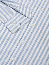 Thomas Scott Premium Linen Slim Fit Striped Spread Collar Casual Shirt