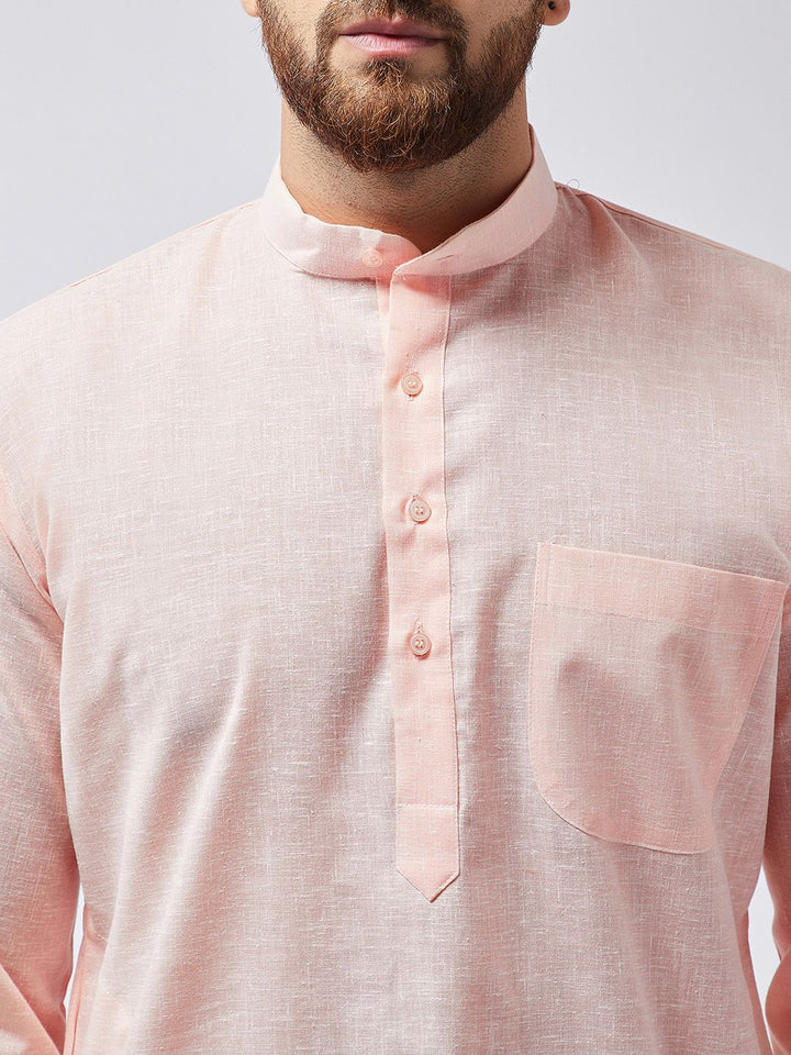 SOJANYA Kurta Lurus Pepejal Berwarna Peach Lelaki