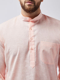 SOJANYA Kurta Lurus Pepejal Berwarna Peach Lelaki